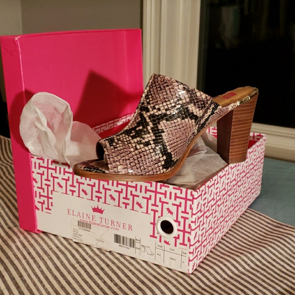 Elaine Turner snake skin print heels